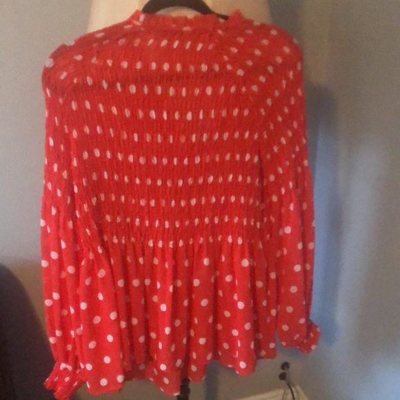 Rose + Olive red blouse with white polka dots - Picture 5 of 5